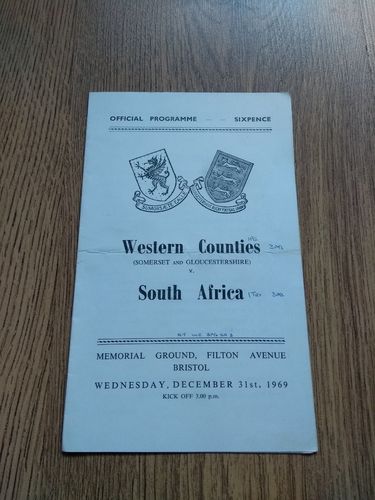 Western Counties v South Africa 1969 Rugby Programme