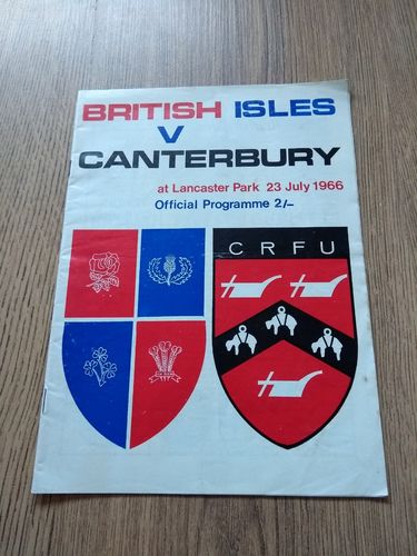 Canterbury v British Lions July 1966 Rugby Programme