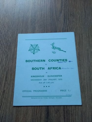 Southern Counties v South Africa Jan 1970 Rugby Programme