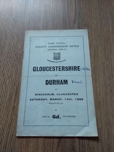 Gloucestershire v Durham 1959 County Semi-Final Replay Rugby Programme