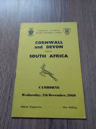 Cornwall & Devon v South Africa Dec 1960 Rugby Programme