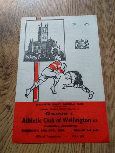 Gloucester v Athletic Club of Wellington Oct 1966 Rugby Programme