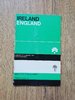 Ireland v England 1967 Rugby Programme