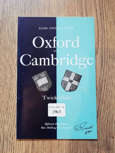 Oxford University v Cambridge University Dec 1965 Rugby Programme