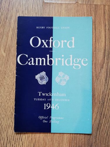 Oxford University v Cambridge University Dec 1946 Rugby Programme