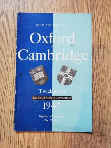 Oxford University v Cambridge University Nov 1947 Rugby Programme