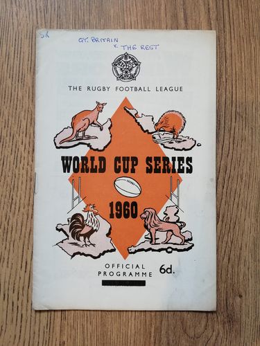 Great Britain v Rest of World Oct 1960 World Cup Series Rugby League Programme