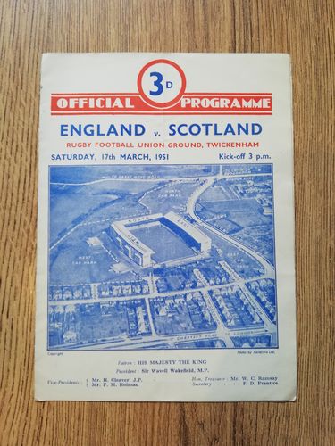 England v Scotland Mar 1951 Rugby Programme