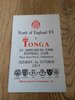 North of England XV v Tonga Oct 1974 Rugby Programme