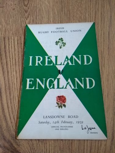 Ireland v England 1959 Rugby Programme