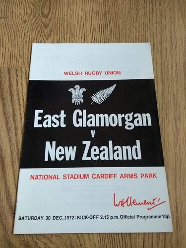 East Glamorgan v New Zealand Dec 1972 Rugby Programme