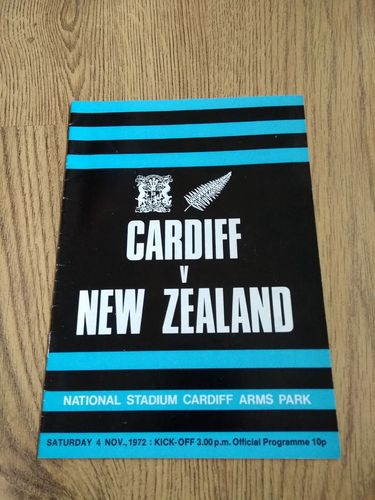 Cardiff v New Zealand Nov 1972 Rugby Programme