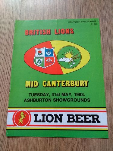 Mid Canterbury v British Lions May 1983 Rugby Programme