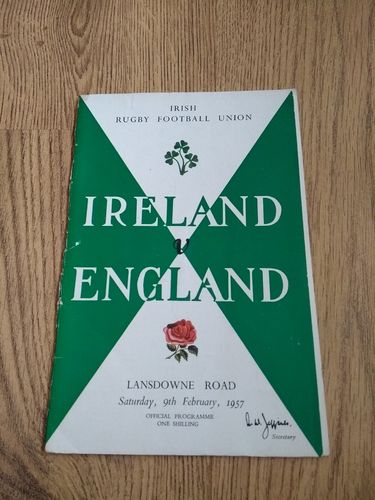 Ireland v England 1957 Rugby Programme