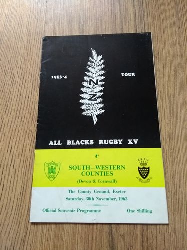 South Western Counties v New Zealand Nov 1963 Rugby Programme