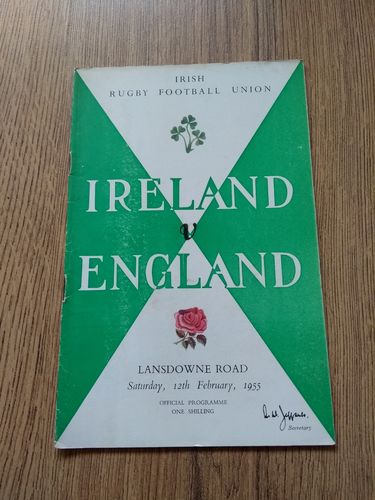 Ireland v England Feb 1955 Rugby Programme
