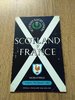 Scotland v France 1962 Rugby Programme