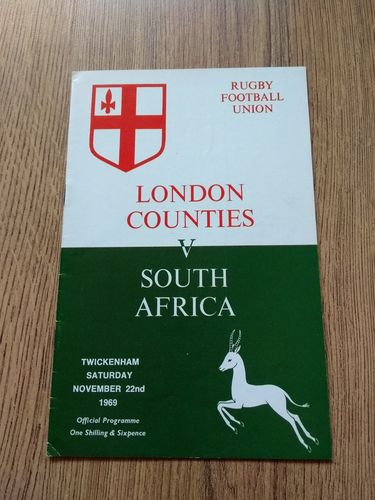 London Counties v South Africa Nov 1969 Rugby Programme