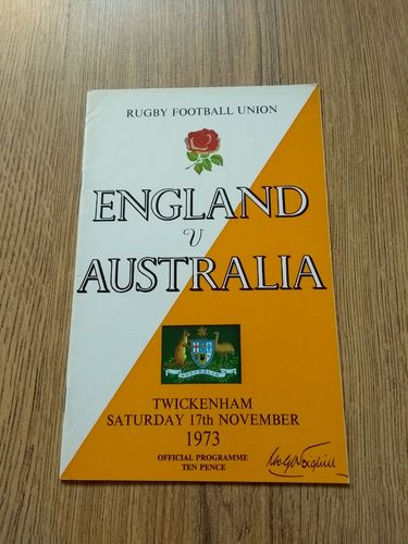 England v Australia Nov 1973 Rugby Programme