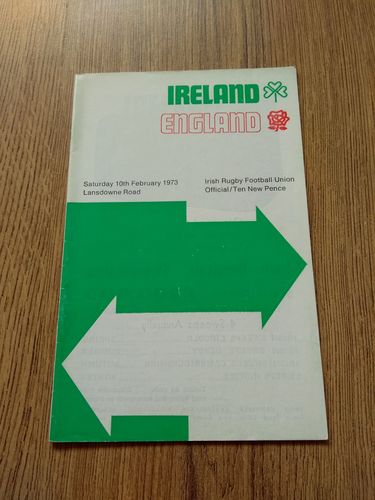 Ireland v England 1973 Rugby Programme
