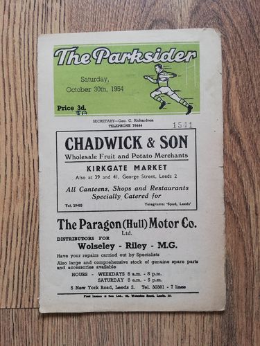 Hunslet v Keighley Oct 1954 Rugby League Programme
