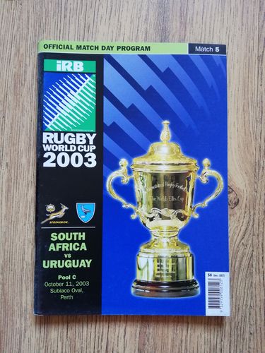 South Africa v Uruguay 2003 Rugby World Cup Programme