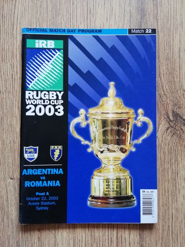 Argentina v Romania 2003 Rugby World Cup Programme