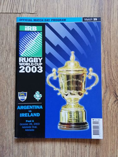 Argentina v Ireland 2003 Rugby World Cup Programme