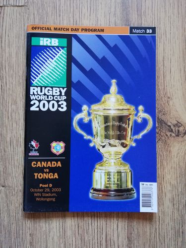Canada v Tonga 2003 Rugby World Cup Programme