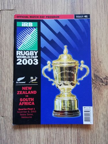 New Zealand v South Africa 2003 Rugby World Cup Quarter Final Programme