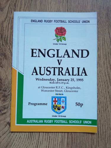 England Schools v Australia Schools Jan 1995 Rugby Programme