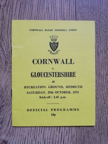 Cornwall v Gloucestershire Oct 1975 Rugby Programme