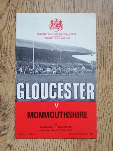 Gloucestershire v Monmouthshire Oct 1975 Rugby Programme
