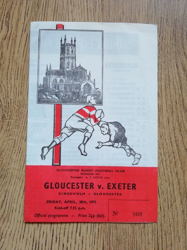 Gloucester v Exeter Apr 1971 Rugby Programme
