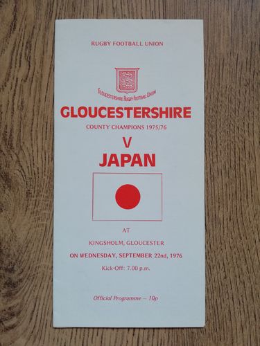 Gloucestershire v Japan Sept 1976 Rugby Programme