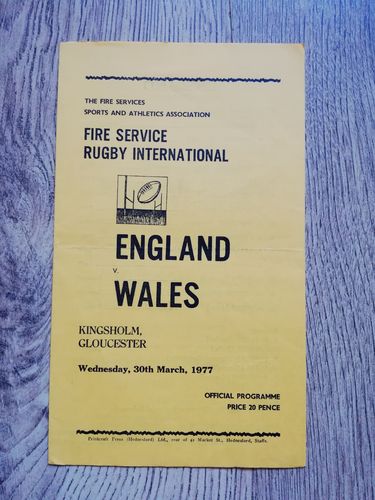 England v Wales Mar 1977 Fire Services Rugby Programme