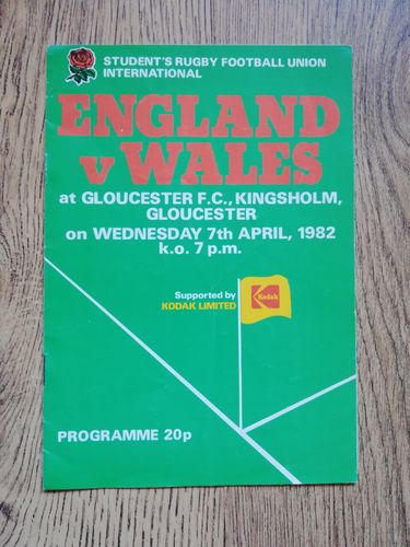 England Students v Wales Students Apr 1982 Rugby Programme