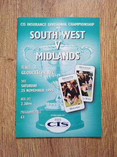 South West Division v Midlands Division Nov 1995 Rugby Programme
