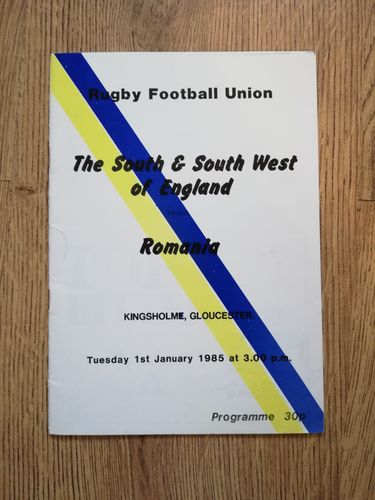 South & South-West v Romania Jan 1985 Rugby Programme
