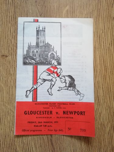 Gloucester v Newport Mar 1971 Rugby Programme