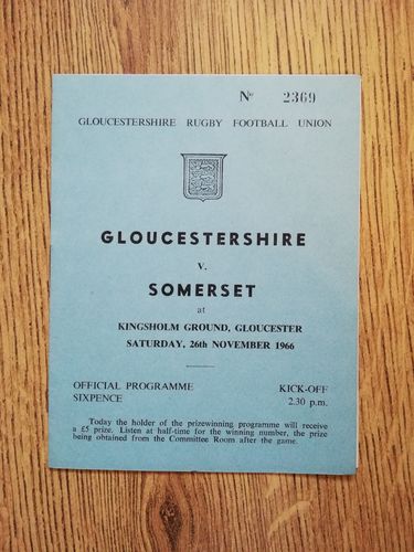 Gloucestershire v Somerset Nov 1966 Rugby Programme