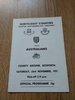 North-East Counties v Australia Nov 1975 Rugby Tour Programme