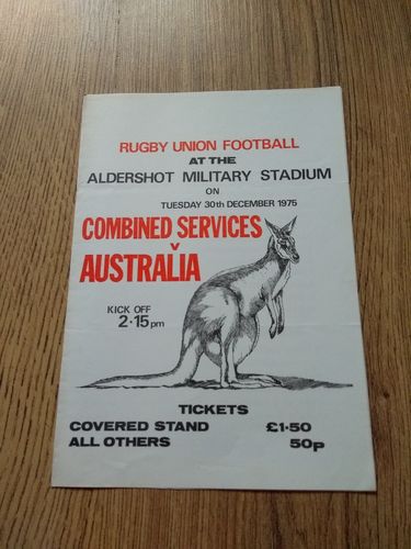 Combined Services v Australia Dec 1975 Rugby Programme