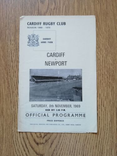 Cardiff v Newport Nov 1969 Rugby Programme