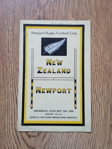 Newport v New Zealand Jan 1954 Rugby Programme