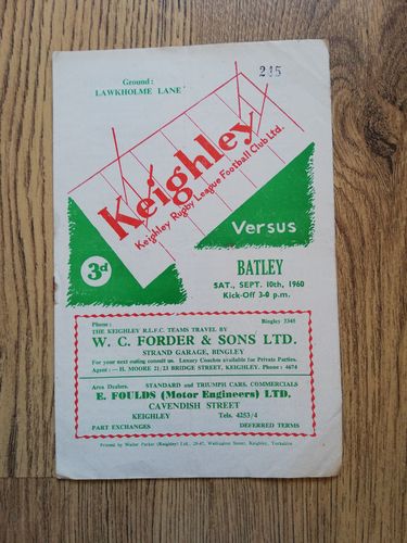 Keighley v Batley Sept 1960