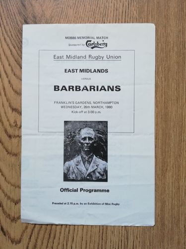 East Midlands v Barbarians Mar 1980 Rugby Programme