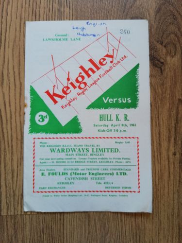 Keighley v Hull KR Apr 1961 Rugby League Programme