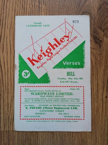 Keighley v Hull May 1961 Rugby League Programme