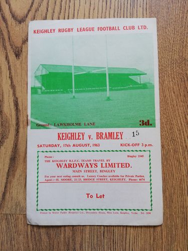 Keighley v Bramley Aug 1963 Rugby League Programme